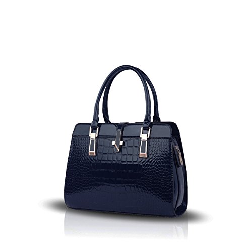 Nicole&Doris Damen Handtaschen neue Umhängetasche Lackleder Shell schultertasche Henkeltaschen Tasche für Frauen Navy blau von NICOLE & DORIS