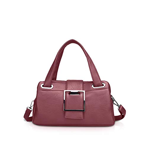 NICOLE & DORIS Damen Handtaschen für Damen Mode Umhängetasche Handtasche Schultertasche Frauen Retro Handtasche PU Leder rot von NICOLE & DORIS