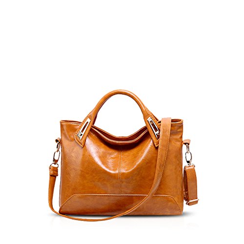 Nicole&Doris Elegant Stilvoll Tote Damen Handtaschen Umhängetasche Crossbody Bag Schultertaschen Bucket Bag Henkeltaschen Groß Tasche PU Braun von NICOLE & DORIS