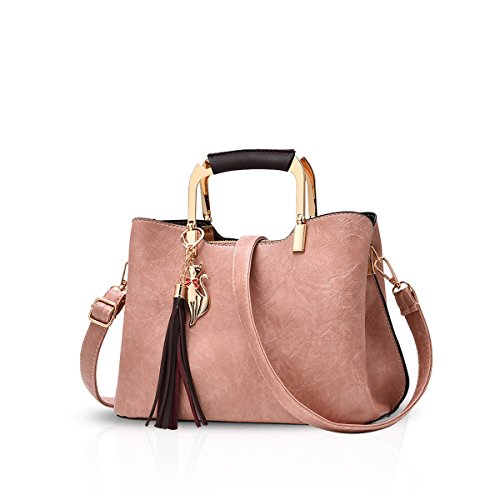 Nicole&Doris Frau Dame Handtaschen Schultertasche Taschen Shopper Umhängetasche Tote PU Rosa von NICOLE & DORIS