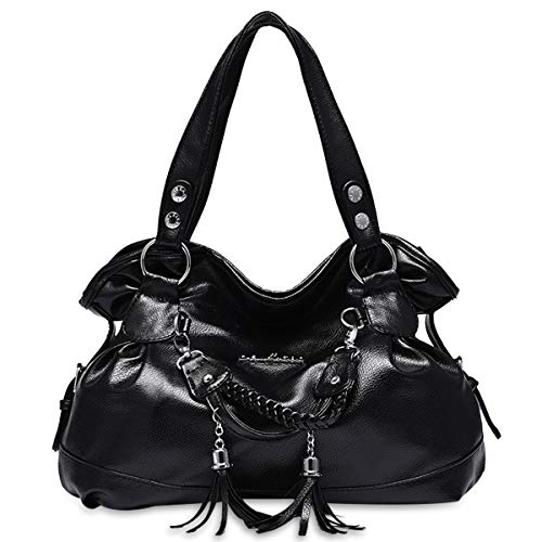 Nicole&Doris Handtasche Damen Hobo Tasche Schultertasche Damen Große Umhängetasche Frauen Henkeltasche für Mädchen Schwarz von NICOLE & DORIS