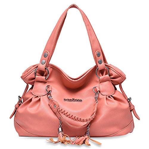 Nicole&Doris Handtasche Damen Schultertasche Damen Große Umhängetasche Frauen Henkeltasche Hobo Tasche für Mädchen Rosa von NICOLE & DORIS