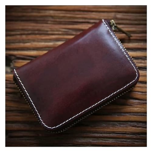 NICRX Geldbörsen Brieftasche Mode Damen Leder Geldbörse Vintage Mini Kartenhalter Tragbare Kurze Stil Geldbörsen Unisex Münzen Tasche Reißfest Exquisit (Color : Coffee-1, Size : 8.5x11.5cm) von NICRX