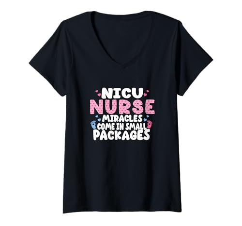 Damen NICU Nurse Neonatal Intensivstation Nurse Day & Week T-Shirt mit V-Ausschnitt von NICU Nurse Neonatal Intensive Care Unit Apparel