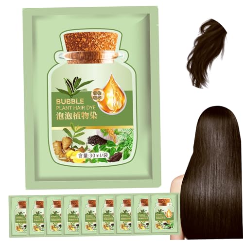 10 Stcs Natural Hair Dye langlebig erfrischend 30 ml Blasen Haarfärbemäumen Extrakt Blasen Shampoo für graue Farbe Frauen Haus Salons (Kaffeefarbe), natürliche Pflanze von NIDONE