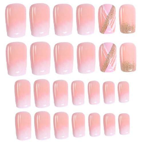 24 -pcs -Presse auf Nägeln, quadratische ABS -kurze Presse auf Nägeln, 12 Größen Vollbedeckungsstock beeindruckendem französischem Stil glänzender Kleber für Frauen und Mädchen, kurz von NIDONE