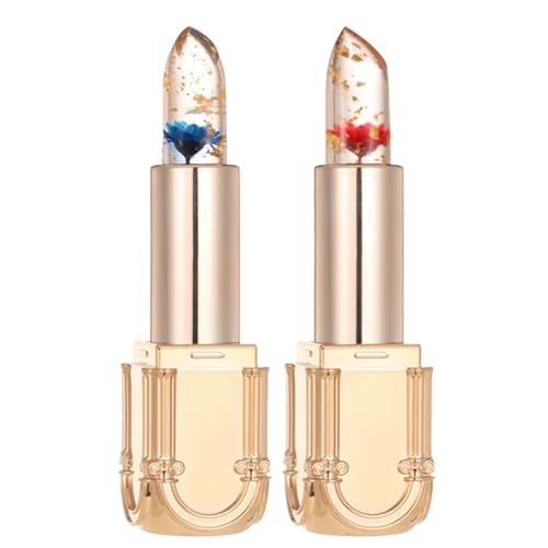 2pcs Farbwechselner Lippenstift, klarer Blütenlippenstift nahrhafte feuchtigkeitsspendende, getönte Lippenbalsam langlebig, wasserdichte Lip Tint für Frauen Mädchen Wintergeschenk (01+02), Clear Lips von NIDONE