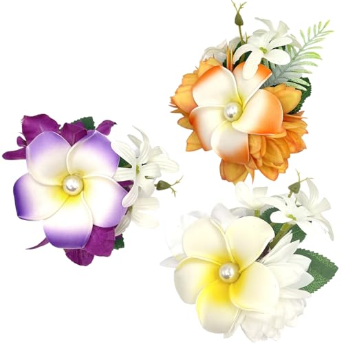 3pcs Hawaiianische Blumenhaarklammern 5.5 '' Hibiscus Haarclip Strong Hold Girls 3 Farben Tropische Blumenklammelzubehör für Frauen Mädchen Hochzeit Luau Party, Hibiscus von NIDONE