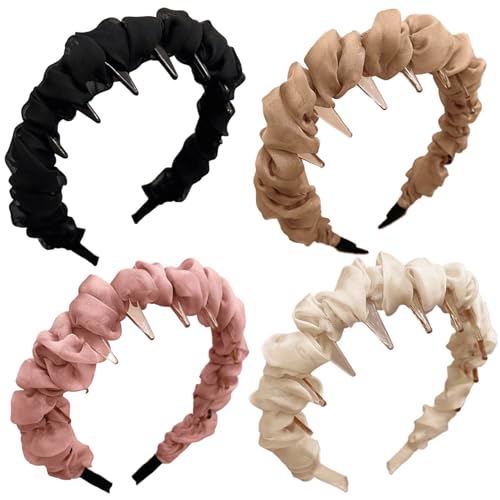 4pcs hohe Schädel -Stirnbänder Nicht -Slip High Cranium Stirnbänder für Frauen mit Zähnen Retro -Haarband für Hochzeit, Party oder tägliche Verschleiß von NIDONE