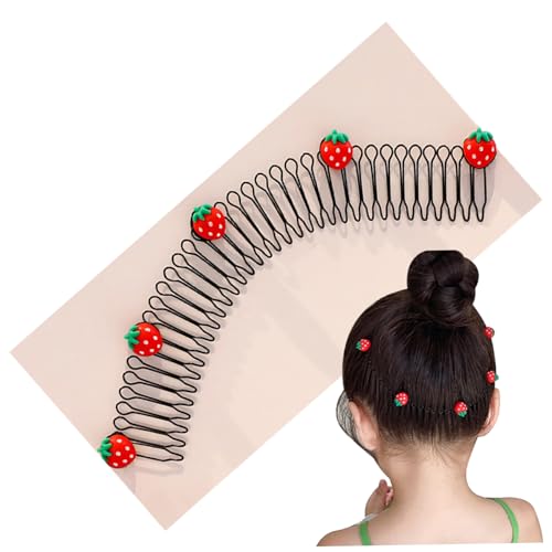 5pcs Haarclips dehnbare unsichtbare Haarklammern 7.5 Weithaarhalter U Form Haare Finishing Fixer Kammsets süße ausgedehnte Haarkämme für Frauen Girls Accessoires Stawberry 19cm von NIDONE