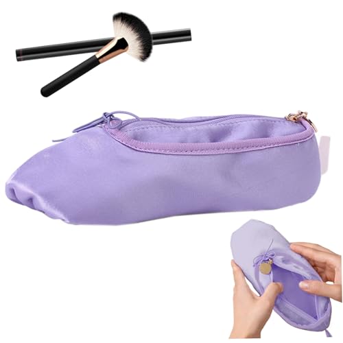 Ballett -Make -up -Tasche, süße Ballettschuhtasche mit Bowknot, Reißverschluss -Tanz -Make -up, tragbarer Hangspunktschuh mit Haken für Frau Girl Tanzliebhaber, Lila von NIDONE