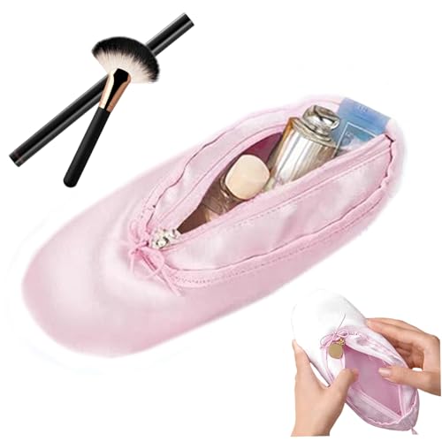 Ballett -Make -up -Tasche, süße Ballettschuhtasche mit Bowknot, Reißverschluss -Tanz -Make -up, tragbarer Hangspunktschuh mit Haken für Frau Girl Tanzliebhaber, Stil 1 von NIDONE