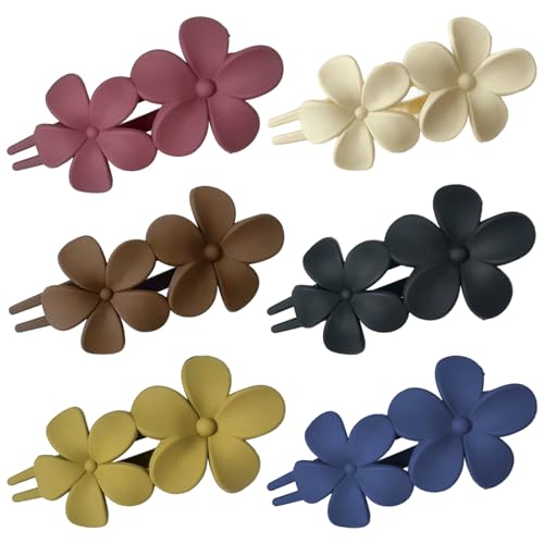 Flache Haarklammern, 6pcs 3, 9-Zoll Flachblumenklauenklammern mit nicht rutschfestem Griff, dekorative Haarbarrettes für Frauen und Mädchen, zufällige Farbe von NIDONE