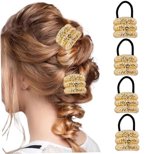 Goldene Haarbindungen, goldene Haarmanschetten, 4pcs Mode Bindungen, tragbare elastische Metallponytail -Manschette für Frauen Mädchen von NIDONE