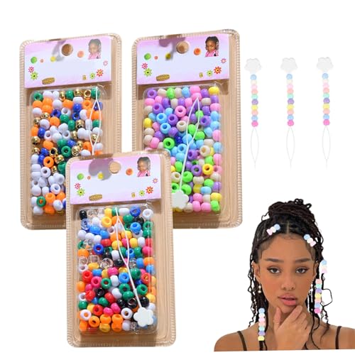 Haarperlen für Kinder Mädchen Haarperlen für Zöpfe 400pcs mehrfarbige Haarperlen für Kinder Mädchen Plastik -DIY -Perlen für Haar von NIDONE