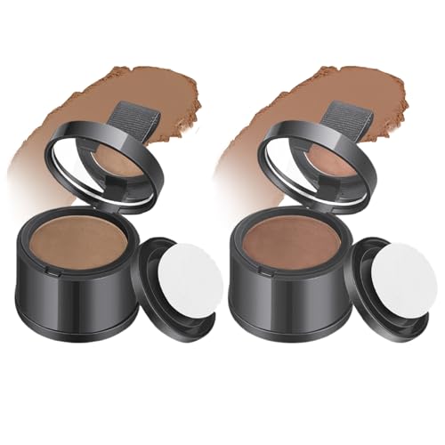 Haarvolumenpulver, 2pcs Wurzelwurzelpulver Windschutz & schweißsicheres Haaransatz für Frauen mit natürlicher färblicher Verlust Concealer Dünnungs Haaransatz, Kaffeelicht von NIDONE