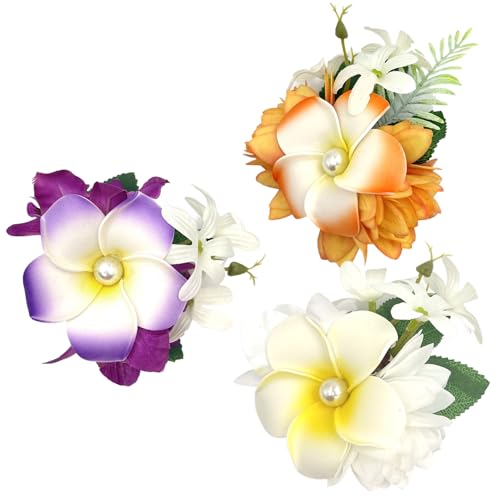 Hibiskus -Haarclips 3pcs 5.5 Tropische Blumenhaarclips in 3 Farben, starker Halt für Frauen und Mädchen, perfekt für Hochzeiten und Partys von NIDONE