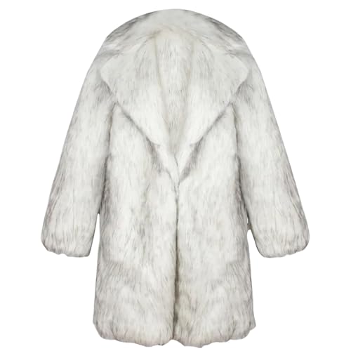 Männer mit langem Ärmel Flauschiger Kunstpelzmantel, flauschiger Pelzkragen Luxus -Oberbekleidung Winter, warme Mantel weiche Jacke Winter warm warmes Kunstpelz, lange verdickte weiche Jacke - xl von NIDONE