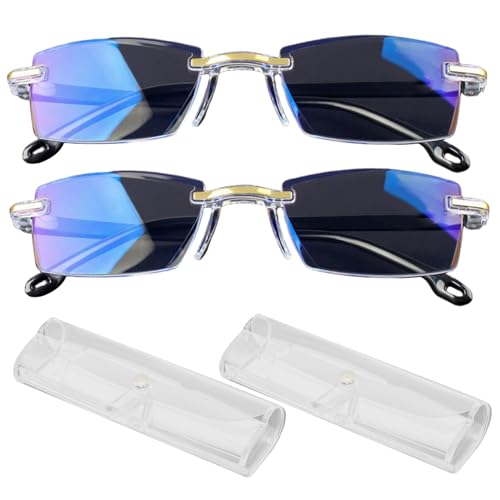 NIDONE 2 Paare Anti Blue Light Presbyopie Brille Selbstanpassung automatische Zoom -Lesebrille Leicht mit Kasten für Männer Frauen von NIDONE