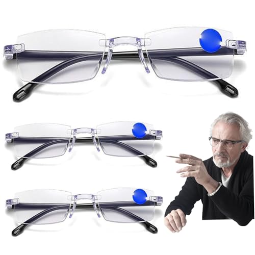 NIDONE 3pcs keine blaue Sehgläser, Ultra-Clear Comfort Auto Focus-Brille mit Nasenpolstern für Männer/Frauen von NIDONE