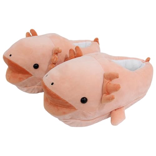 NIDONE Axolotl-Schuhe, Axolotl-Hausschuhe weiche warme Plüschschuhe süße gemütliche Plüsch-Hausschuhe für Halloween-Heimkostüm, Größe 5-12 von NIDONE