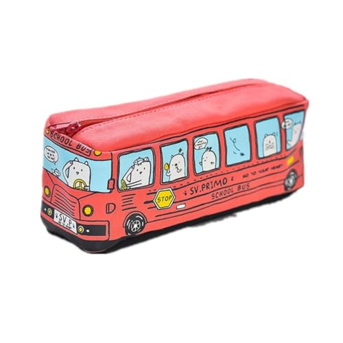 NIDONE BUSBencil Hülle große Kapazität Studenten Briefpapier Box Cartoon Stifthaltertasche rot 20x7cm von NIDONE