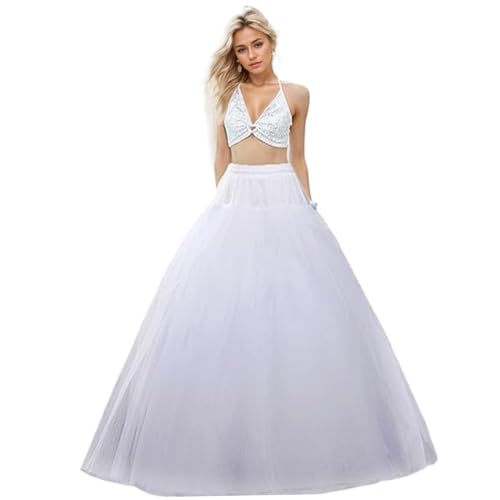 NIDONE Crinoline Unterrock für Frauen 8-layer Puffy Tulle Petticoat mit Satinfutter ähliger langer Petticoat mit einstellbar von NIDONE
