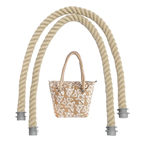 NIDONE Rope Beach Bag Griff Ersatzseil 2pcs 25, 59 Zoll Handtaschengurt für Leinwandbeutelzubehör Frauen leichter Khaki mit Grau, Träger für Handtaschen von NIDONE