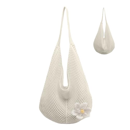 NIDONE Strandbeutel weiche große Baumwollwebbeutel mit Blumendekor Sommer Häkelstrohhandtaschen für Urlaubsreisen von NIDONE