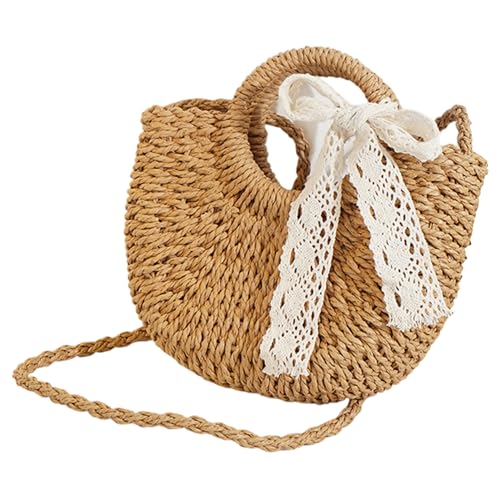 NIDONE Strohhalm, Strohhandtaschen für Frauen Sommerstrand Geldbeutel mit Bowknot Top Griff gewebter Crossbody -Umhängetasche für Strand, Pool, Einkaufen, Dating, Kaffee von NIDONE