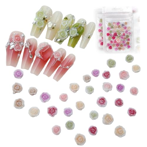 Nagel, 100 PCs Blumennagelharz Kamelien gemischte Farben Dekorationen Elegante Kunstzubehör Multifunktionale Blumen für Nägel Kunst Maniküre DIY Frauen Mädchen von NIDONE