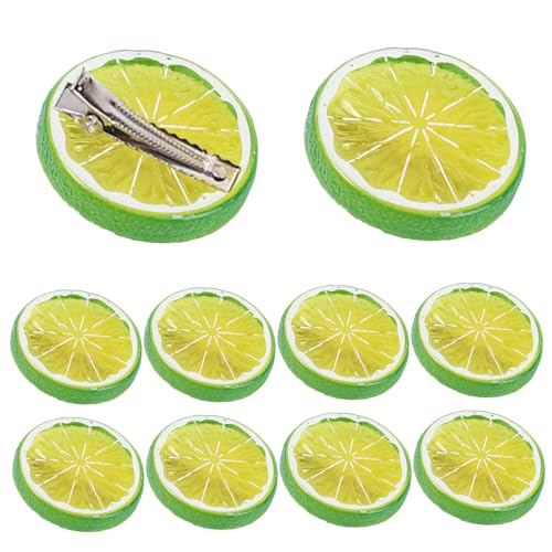 Obsthaarklammern, Zitronenhaarclip 10pcs 2 Zoll niedliche und süße Obstklammern für Frauen und Mädchen mit starkem grün grünem Zitronenschicht Accessoires für Dail -Kleidung, Fotos von NIDONE