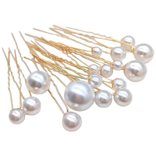 Pearl Bobby Pins, 18pcs Perlhaarstifte, U -Form Bobby, Hochzeit Brauthaarzubehör für Frauen Mädchen Brautbrautjungfer, Golden von NIDONE
