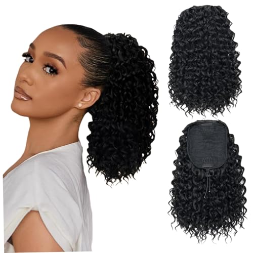 Pferdeschwanzverlängerung für Frauen 10in Curly Multi-Layer-Clip in Draw-String-Pferdeschwanz zotteligen mittelgügend von NIDONE