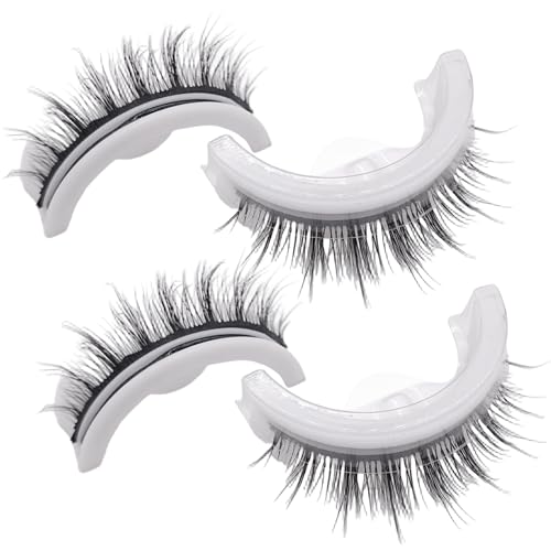 Selbstklebende Wimpern, 2 Paare selbstklebende Wimpern, wiederverwendbare natürliche glühlose mit schönen lockigen Kurven, waschbarer wasserdichtes Stabilen falsch für Frauen von NIDONE