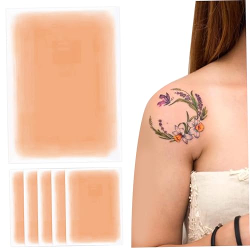 Tattoo Cover -up -Klebeband, 6pcs wasserdichte unsichtbare ultra -dünne Tattoo -Deck -Patch, 3, 5x5.9 Cutable Make -up für Narbe und Geburtsmarks, Style 3, Band, Band von NIDONE