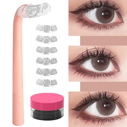 Wimpernstempel, unterer Eyelash -Stempel wiederverwendbares 6pcs Silicon Bottom Lash -Stempel mit 1 Wimperntusche Creme ＆ 1 Stempelkopf natürlicher Wimpernverlängerungs -Kit für Make -up -Anfänger St von NIDONE