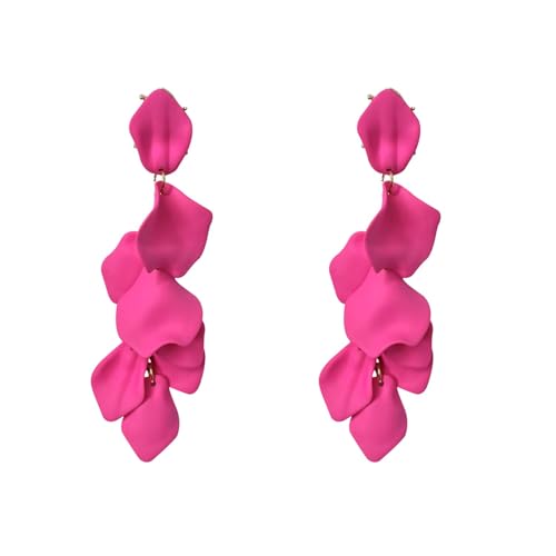Lange Acryl-Rosenblüten-Ohrringe, baumelnde, übertriebene Blumentropfen, Statement-Blumenquasten-Ohrringe für Frauen von NIEBYI