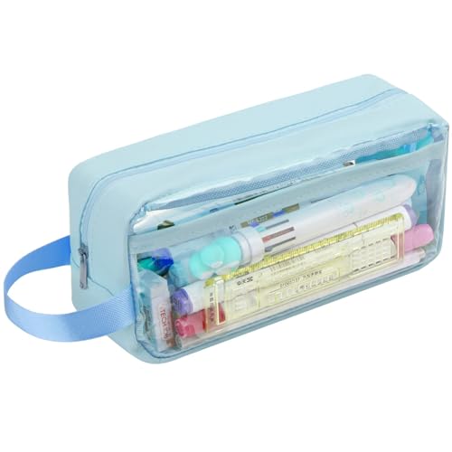 NIEBYI Federmäppchen Etui PVC Federmäppchen Pancils Tasche Blau von NIEBYI