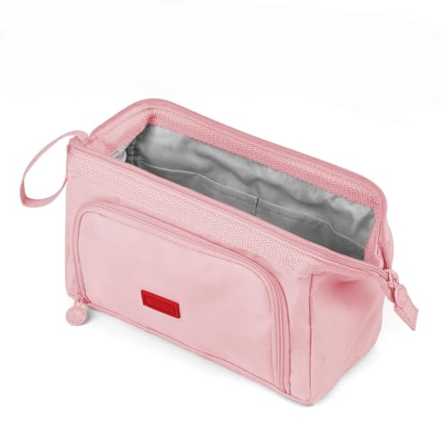 NIEBYI Großes Federmäppchen für Mädchen, super großes Federmäppchen für Damen, Reißverschluss, glattes Federmäppchen, Schreibwaren-Organizer, strapazierfähiges Federmäppchen (Rosa) von NIEBYI