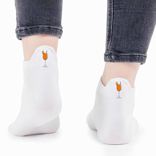 NIEEKRUN 2er Pack Aperol Spritz Sneaker Socken – Atmungsaktive Sportsocken, Cocktail-Design für Damen und Herren von NIEEKRUN