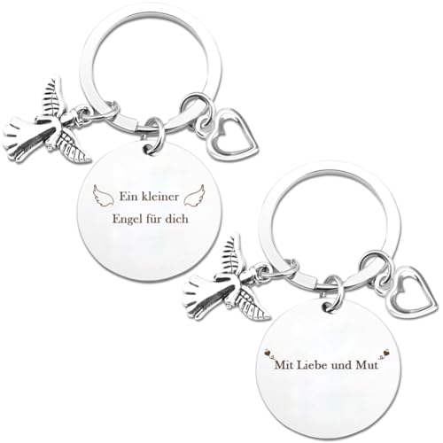 NIEEKRUN Einschulung Geschenk - 2er Set Schutzengel Schlüsselanhänger für Jungen und Mädchen - Schulanfang Geschenkideen - Mutmacher Geschenk zur Einschulung - Perfekt als Geburtstagsgeschenk von NIEEKRUN