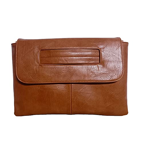 NIGEDU Damen Groß Clutch, braun von NIGEDU