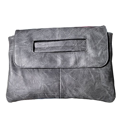 NIGEDU Damen Large Clutch, grau von NIGEDU