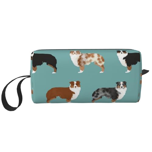 Australische Schäferhunde, Make-up-Tasche, Kosmetiktasche, tragbare Reise-Kulturtasche, Make-up-Tasche, Organizer von NIHAPUDW