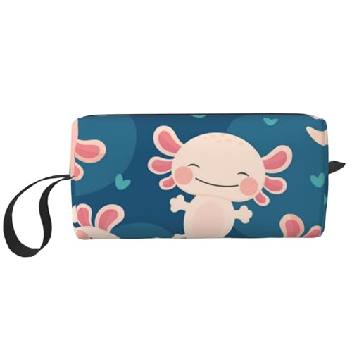 Axolotl Kawaii, Make-up-Tasche, Kosmetiktasche, tragbare Reise-Kulturtasche, Make-up-Tasche, Organizer von NIHAPUDW