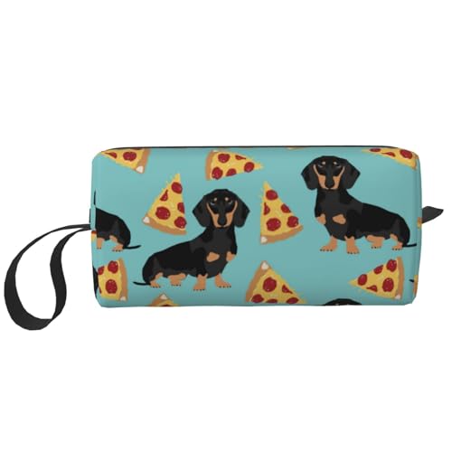 Dackel-Pizza-Hund, Make-up-Tasche, Kosmetiktasche, tragbare Reise-Kulturtasche, Make-up-Tasche, Organizer von NIHAPUDW