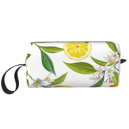 Gemusterte exotische Zitronenbaumzweige lecker lecker, Make-up-Tasche, Kosmetiktasche, tragbare Reise-Kulturtasche, Make-up-Tasche, Organizer von NIHAPUDW