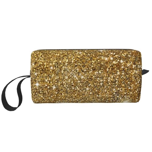 Goldglitter funkelnd glitzernd funkelnd, Make-up-Tasche, Kosmetiktasche, tragbare Reise-Kulturtasche, Make-up-Tasche, Organizer von NIHAPUDW