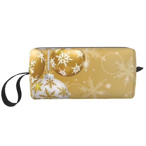 Goldweihnachtskugel-Schneeflocken-Weihnachten, Make-up-Tasche, Kosmetiktasche, tragbare Reise-Kulturtasche, Make-up-Tasche, Organizer von NIHAPUDW